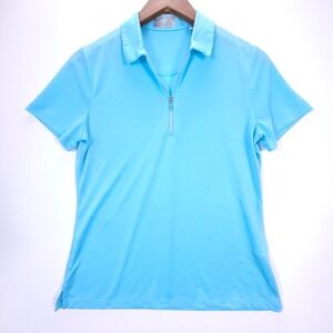 Callaway Golf Polo Shirt Womens Medium Blue Breathable Short Sleeve Preppy